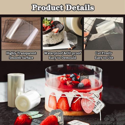 Cake Collars, Transparent Cake Rolls, 6 x 394inch Acetate Cake Collar Roll for Decorating Cake Strips and Baking