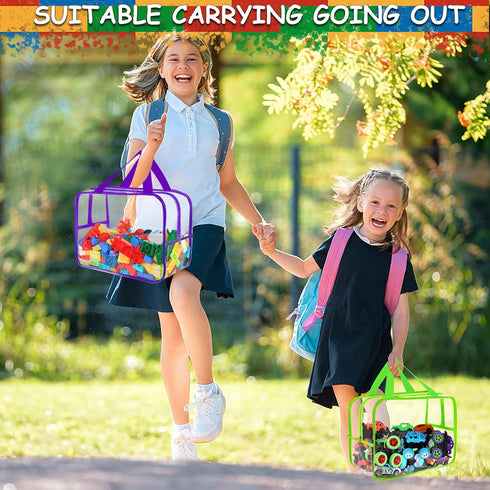 OPELETNNT 6 12.69.256.9In Colors Widen X-Large Toy Storage Bags with Labels, Reusable Clear PVC Board Game Storage