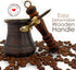 PCZ Series Thickest Solid Copper Engraved/Stamped Turkish Greek Arabic Coffee Pot, 6 fl.oz, Wooden Handle, Antique