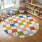 jinchan Macy 4ft Round Rug for Kids Room Modern Colorful Checkered Diamond