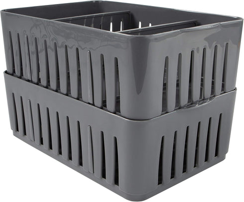 Simplify 3 Compartment Stackable Bin with Adjustable Dividers, Drawer Organizer, Storage Basket for Office, Desk