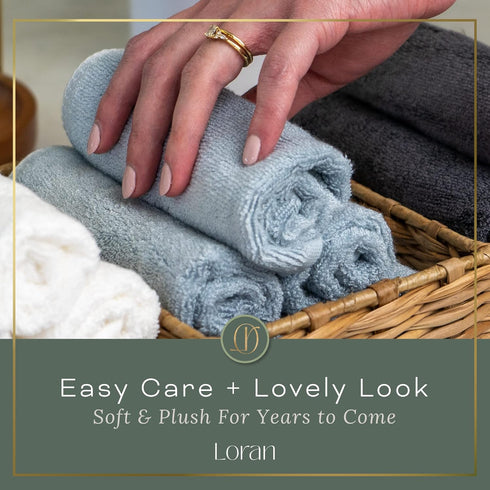 Set 6 10 10 100% Loran Sky Blue Washcloths of Soft Facial Cloths x Viscose Derived from Bamboo Spa-Like Feel Silky Face