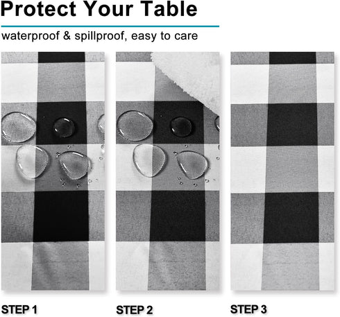 Hiasan 60 x 120 Inch Checkered Tablecloth Rectangle - Stain Resistant, Spillproof Gingham Table Cloth for Outdoor