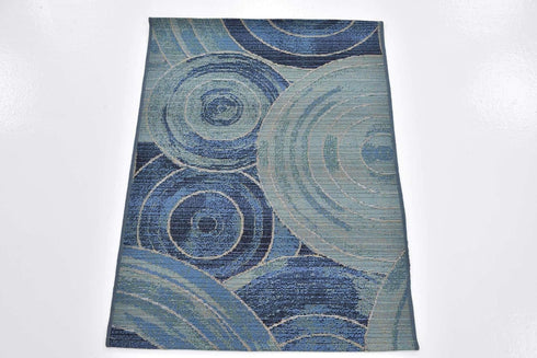 Unique Loom Outdoor Modern Collection Area Rug, Rippling, 2' 2" x 3' 1", Light Blue/Navy Blue