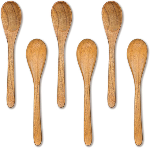 6 6 Inch Set INTAJ PCS Small Wooden Spoons, Honey Spoons for Tea, Hardwood Wooden Honey Teaspoon for Coffee, Little