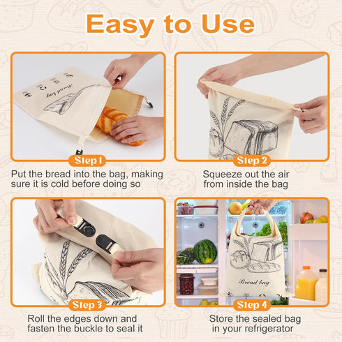 2 PACK Fresh,13''17'', 03 Beeswax Sourdough Bread Bags for Homemade Bread, Reusable Cotton Beeswax Bread Bag Portable