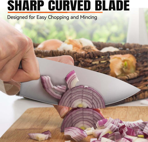 TUO Rocker Knife, 7 inch Salad Chopper Chef Knife for Herb Rocking and Veggie Chopping