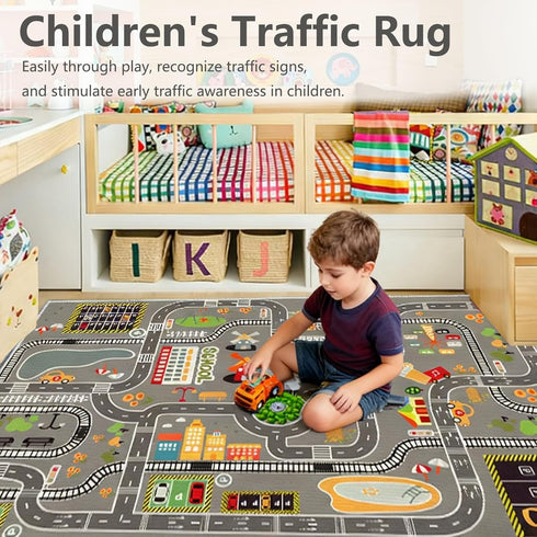 KEBEXXY Room,47X63Inch/120X160CM Kids Rug Play Mat Great for Playing with Cars and Toys,Educational Kid Road