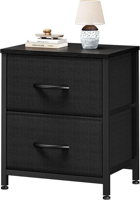 Sweetcrispy Nightstand Small Dresser with 2 Fabric Drawers Side Bedroom End Table