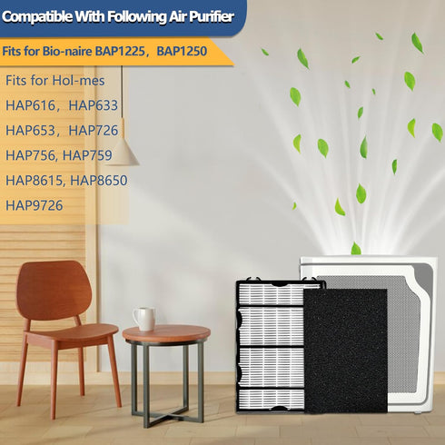 HAPF600 True HEPA Filters Replacement for Holmes Air Purifier Filter B, Includes 2 HEPA Filters & 2 Carbon Filters