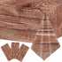 3 Pieces Wood Grain Tablecloths, Rustic Plastic Table Covers for Brown Wood Vintage Farmhouse Birthday Wedding Party