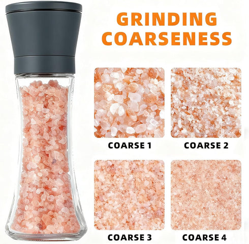 Set 2, 6OZ DAVIMADE Salt and Pepper Grinder of Stone Blue Manual Spice Mills with Adjustable Coarseness, Refillable