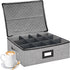 Coffee Mug Storage Box with Dividers - Durable China Storage Container for 12 Mugs, Stackable with Lid (Grey)