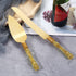 TANG SONG Simple Design Wedding Cake Knife and Serving Set for Parties, Weddings, Birthdays, Anniversaries, Golden