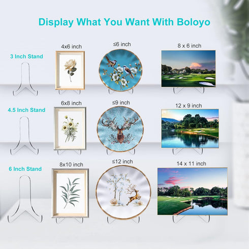 60-Degree Angle Acrylic Plate Stand, 4.5 Inch 5 PC Clear Display Easel for Tablets, 4.5" H x 4.5" W x 3.5" D
