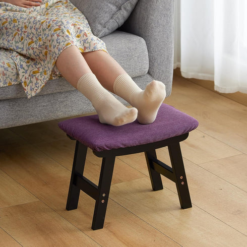 Furshus Foot Stool Ottoman Foot Rest Under Desk,Small Stool for Living Room, Bedroom and Kitchen (Black Legs - Purple
