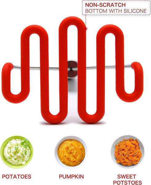 Jell-Cell Potato Masher - Silicone Protect Body with Premium Stainless Steel for Smooth Mashed Potatoes