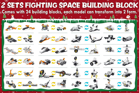 Asoulin 2025 24 Countdown 25-In-1 Set 6+ Advent Calendar Boys, Days STEM Space Explorer Rover & Space Shuttle Building