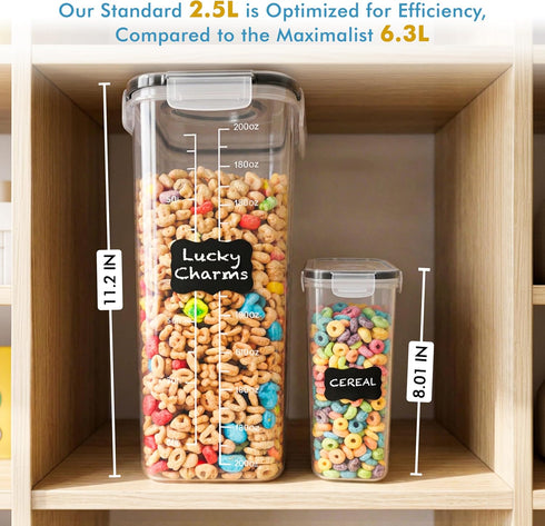 2 Pack (15.4 Oz Shazo Cereal Capacity) Small Airtight Cereal Containers Storage with Lids, Perfect Space Saving