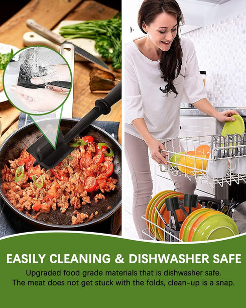 Upgrade Meat Chopper, Heat Resistant Nylon Hamburger Masher for Ground Beef, Non Stick Mix and Chop Tool
