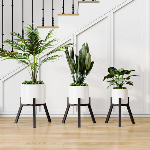 Set 2, PS-007BK-2 Adjustable Plant Stands of Metal Small Plant Holder, Heavy Duty Stable Flower Holder Stand Rack