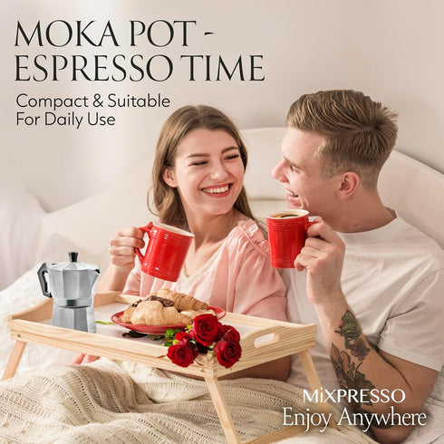 Mixpresso 3 Cup Moka Pot Cuban Coffee Maker for Gas, Electric Stove Top, Classic Italian Espresso Maker, 5 Oz