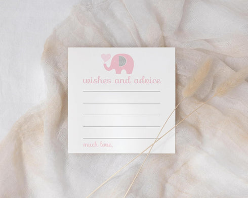 Pink Elephant Advice Cards (25 Pack) - Fun Baby Shower Game, Unique Guest Book Alternative, 4x4 Cards