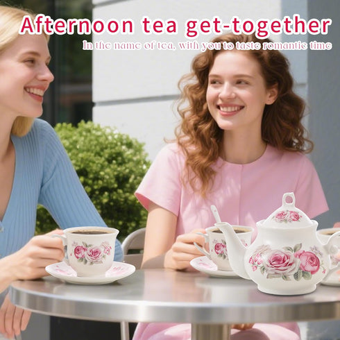 TATSUMI 20-Pieces Set Sets Sets Home&Party(016) Tea For Adult with Golden Metal Rack,Porcelain Tea For Women,Tea Gift