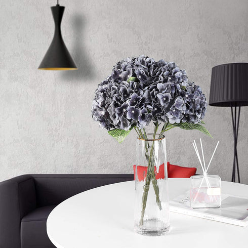 Jim's Cabin Silk Hydrangea Flowers, 5 Big Heads Fake Flower Bunch Bouquet for Home Wedding Party Decor DIY (Gray)