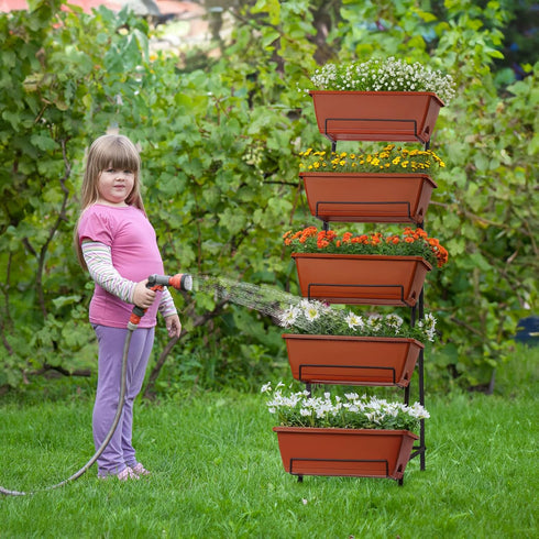 5 YBING Vertical Garden Bed Tier Vertical Raised Garden Planter Standing Herb Garden Planter Tiered Flower Planter