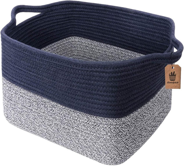 Goodpick Cube Storage Bins, Woven Basket for Office, Baby Laundry, Toys, 13''x9.8''x9'' for Shelves
