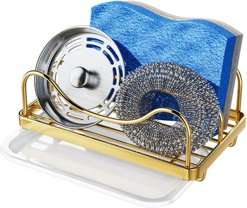 Consumest Sponge Holder for Kitchen Sink - Movable Sink Caddy for Countertop