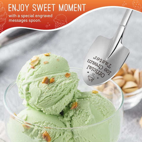 Funny Ice Cream Shovel Gifts for Ice Cream Lovers, Birthday Gift for Women Men Engraved Spoon Official Ice Cream