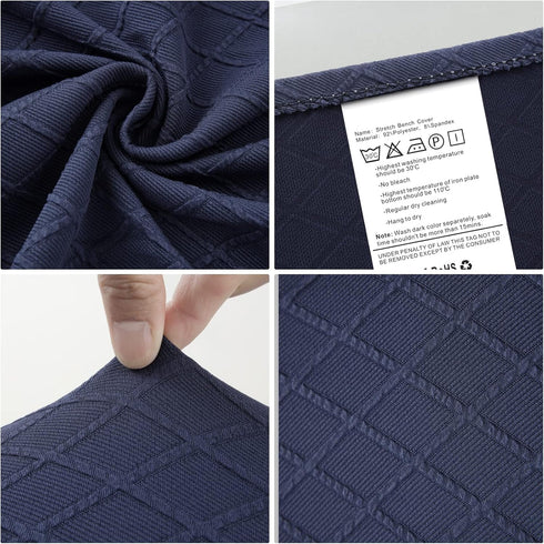 Fuloon Stretch Jacquard Dining Bench Cover - Anti-Dust Removable Bench Slipcover Washable Seat Cushion Protector