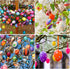 50 Max Fun Pcs White Blank Easter Eggs Ornaments Bulk Decoration for Craft Hanging Plastic Artificial Eggs with Rope