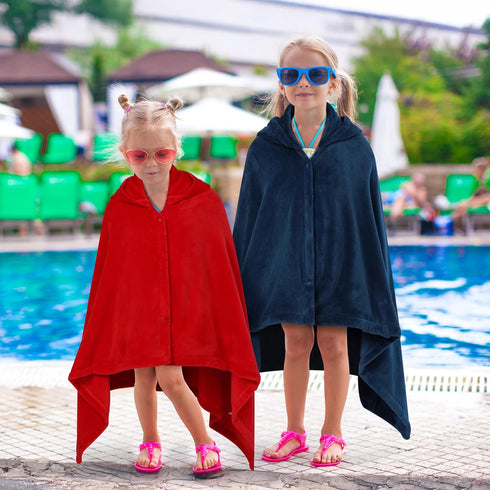 Swimming 3-8 50x30 Inch, PAVILIA Fleece Hooded Towel for Kids, Soft Plush Beach Bath Towel, Absorbent Shower Wrap