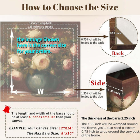 18x28 1.25" DIY Canvas Stretcher Bars, Gallery Depth White Pine Wood Frame Kit, Self-Adhesive & Tool-Free Assembly