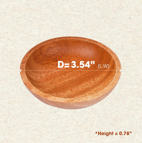 Mini Wooden Bowl Set of 4, 3.54" Diameter for Condiments, Dip Sauce, Small Wood Bowl for Jam, Olive