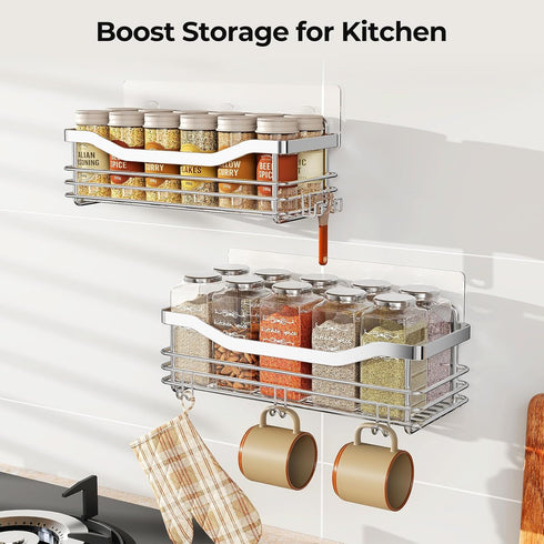 5 2 Pack Orimade Shower Caddy Basket Shelf with Hooks Adhesive Organizer Storage Rack Rust Resistant Wall Mounted