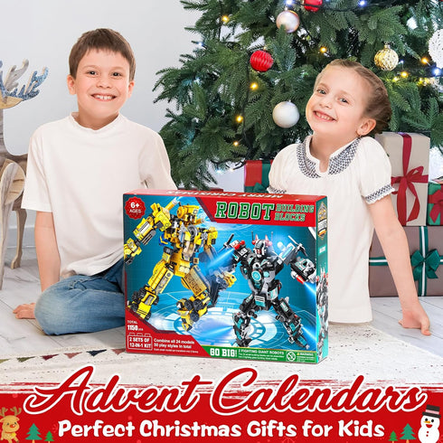 Asoulin 2025 24 Countdown 25-In-1 6+ Advent Calendar Boys, Days STEM Robot Building Blocks Christmas Calendar Gift Box