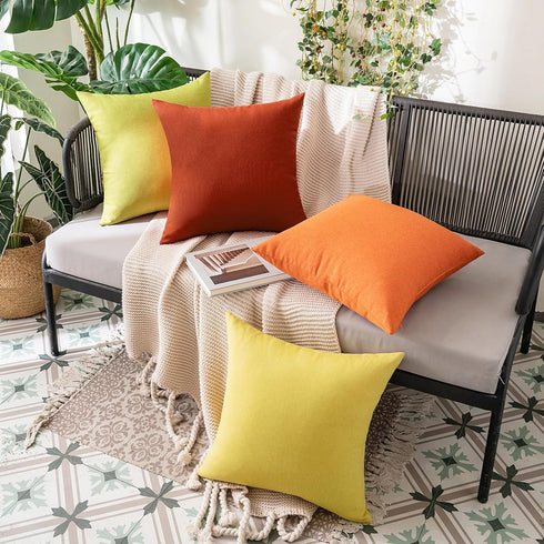 MIULEE Fall Pack of 2 Decorative Outdoor Solid Waterproof Throw Pillow Covers for Patio Garden 18x18 inch