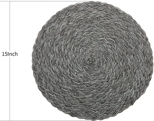 Topotdor Round Placemats, Heat-Resistant Stain Resistant Anti-Skid Washable Polypropylene, Set of 4