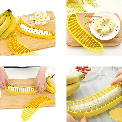Guyuyii Banana Slicer, Safe Kitchen Gadget for Kids and Adults, Get 18 Even Slices in Seconds