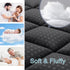 HYLEORY Quilted Queen Mattress Pad, Fitted Mattress Protector, Cooling Pillow Top Cover, Black, 8-21" Deep Pocket