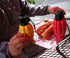 Caliber Gourmet Condiment Dispenser Set - Grenade Shape Squeeze Bottles for BBQ, Camping, Ketchup Mustard, Red & Yellow