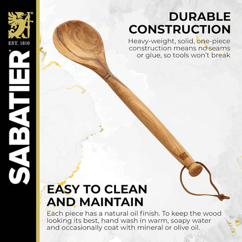Sabatier Olivewood All-Purpose Spoon - Perfect for Stirring, Mixing, Basting, or Serving, 14-Inch