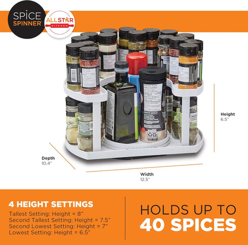 Allstar Innovations Spice Spinner Two-Tiered Spice Organizer & Holder That Saves Space, Keeps Everything Neat