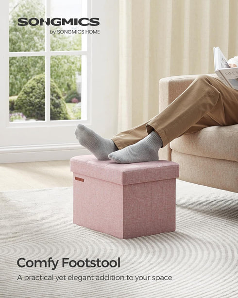 12.2 16.1 12.2 Inches, 286 lb ULSF102R01 SONGMICS MAZIE Collection - Small Folding Storage Ottoman, Foot Rest Stool, x