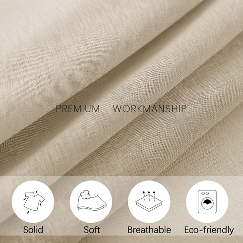 MRTREES Sheer Tier Curtains, Beige Kitchen 36 inches Long, 2 Panels, Light Filtering Cafe Curtains