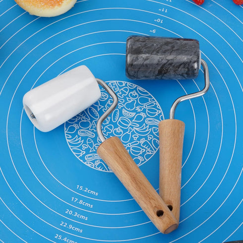 Small Marble Rolling Pin Pizza Roller, Non-Stick T-Type Pastry Roller for Cake Baking, Tortilla & Cookies